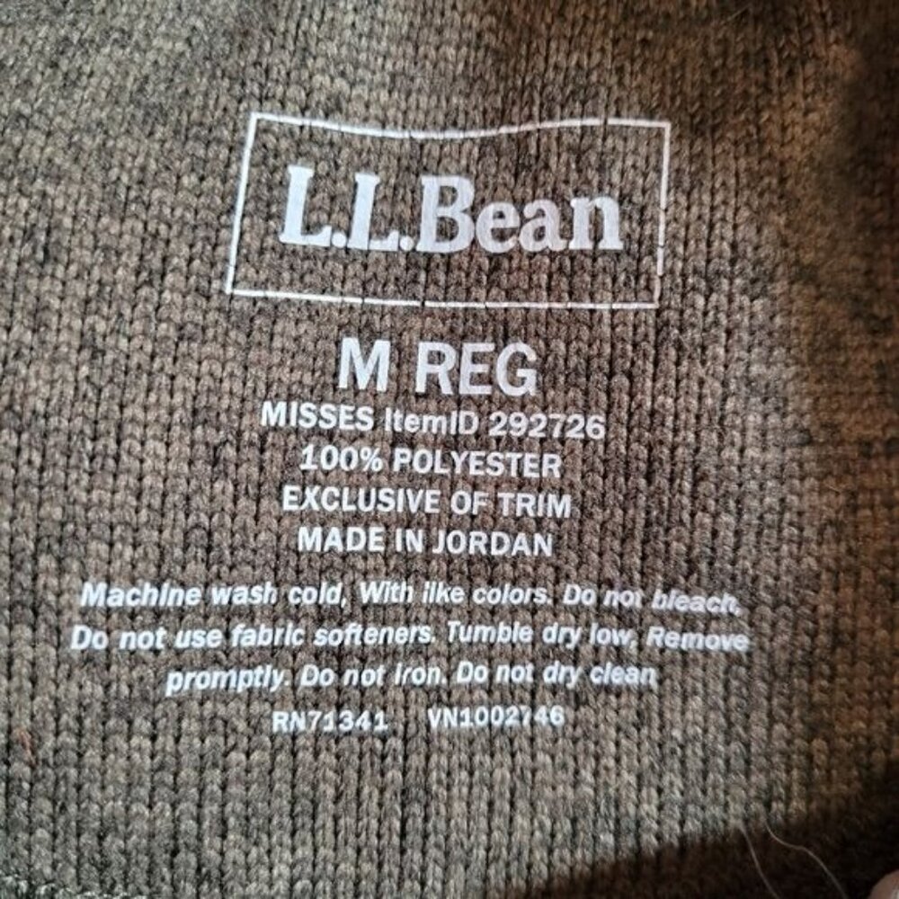 LL bean Women's Snap Sweater Green Gray Grey Medium Pullover Fall Winter Hiking - Picture 8 of 8